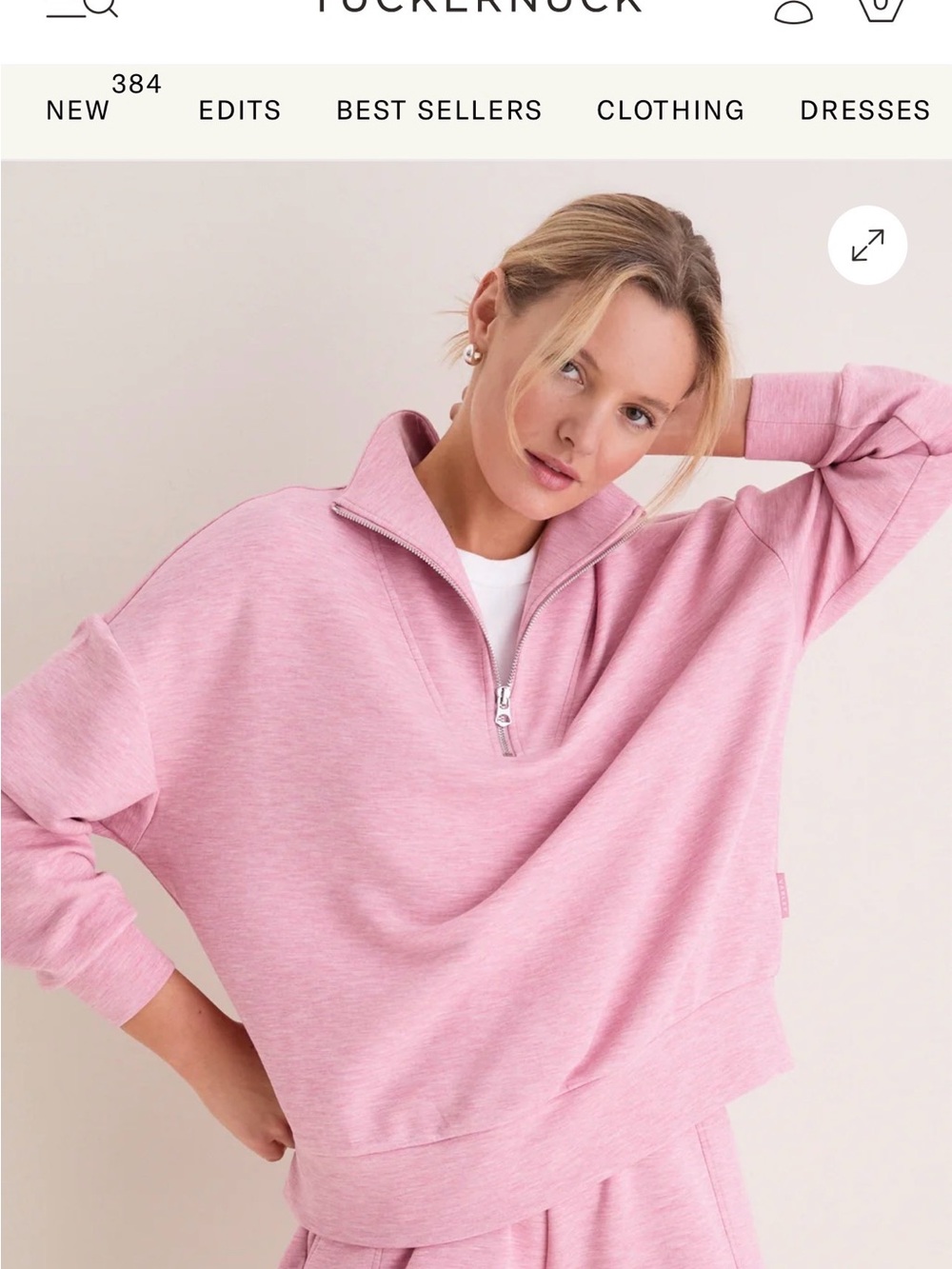 Varley Heather Pink Half-Zip Pullover